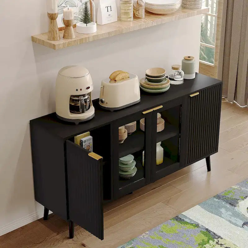 Buffet de cuisine avec portes vitrées