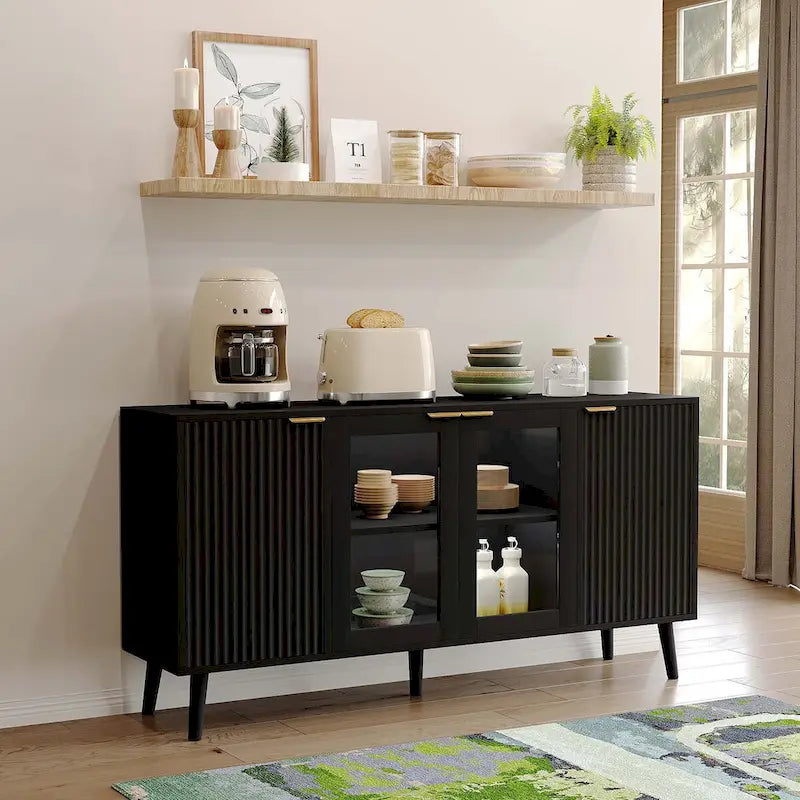 Buffet de cuisine avec portes vitrées