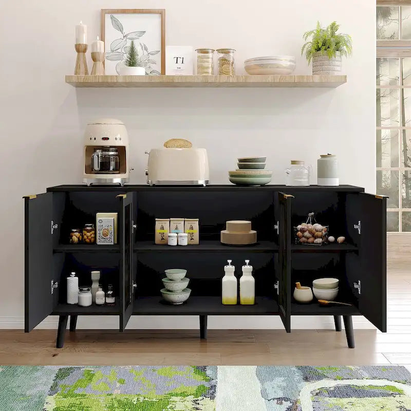 Buffet de cuisine avec portes vitrées