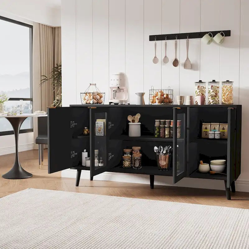 Buffet de cuisine avec portes vitrées