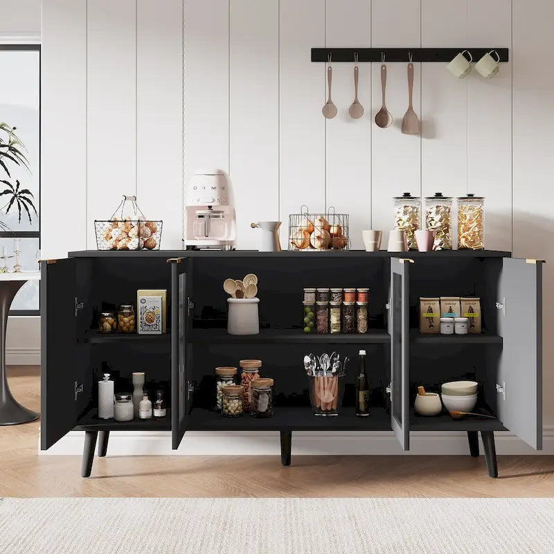 Buffet de cuisine avec portes vitrées