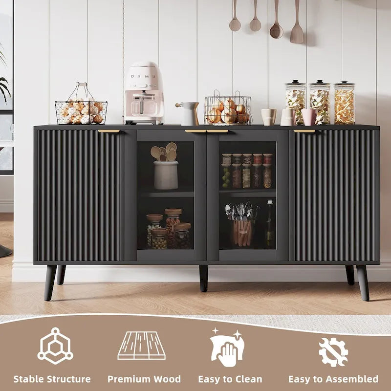Buffet de cuisine avec portes vitrées
