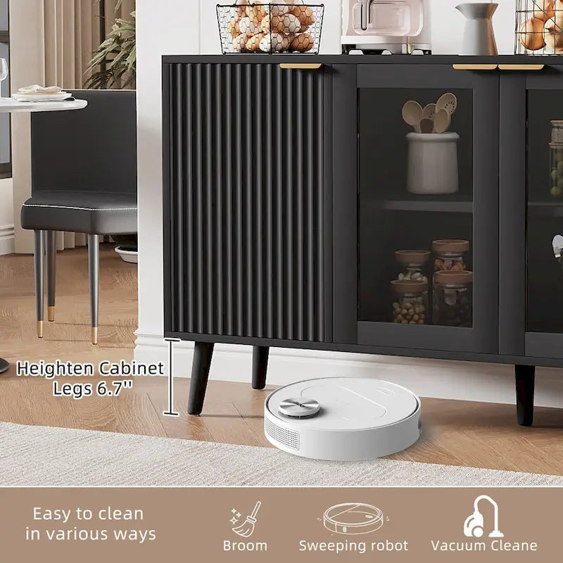 Buffet de cuisine avec portes vitrées