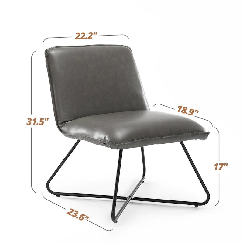 Fauteuil d'appoint en similicuir style Mid-Century Modern