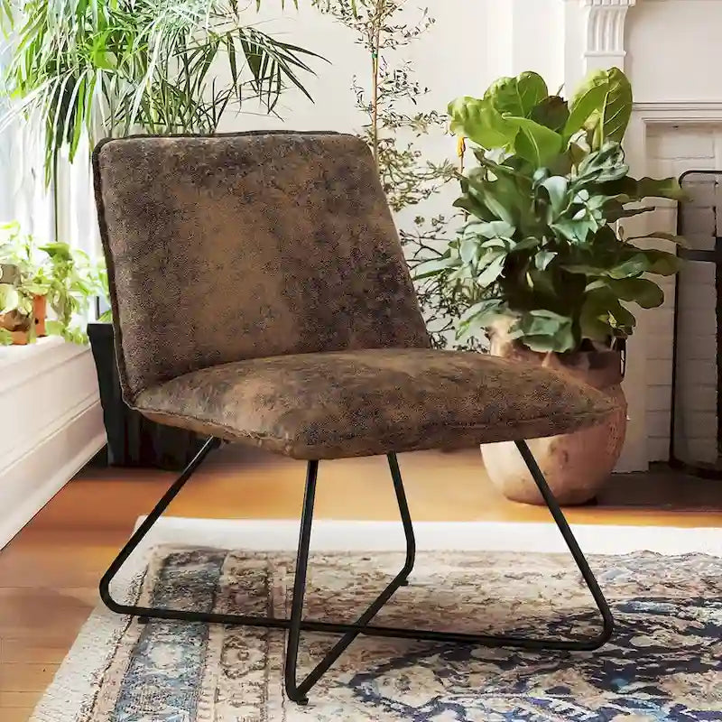 Fauteuil d'appoint en similicuir style Mid-Century Modern