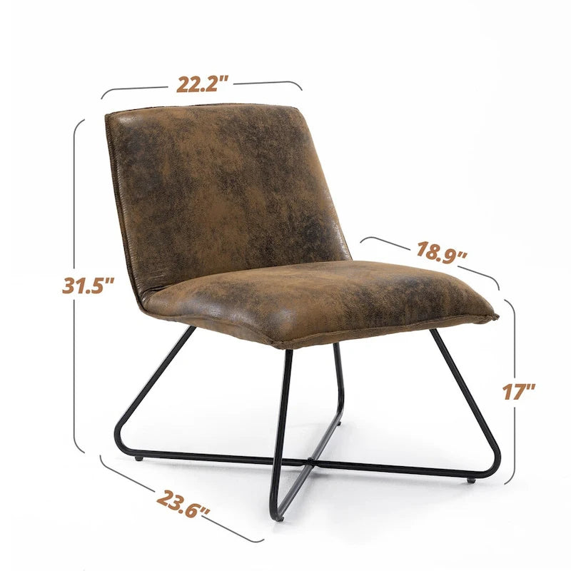 Fauteuil d'appoint en similicuir style Mid-Century Modern