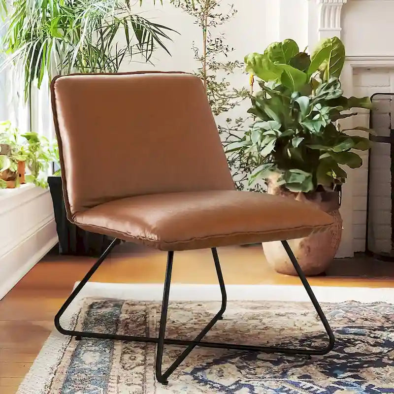 Fauteuil d'appoint en similicuir style Mid-Century Modern