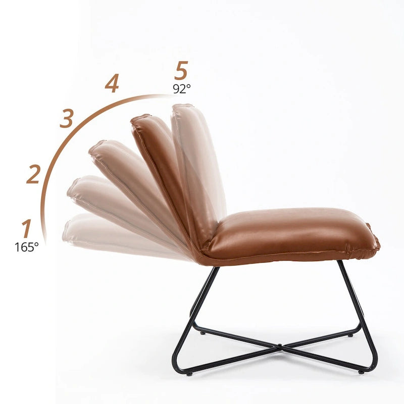 Fauteuil d'appoint en similicuir style Mid-Century Modern