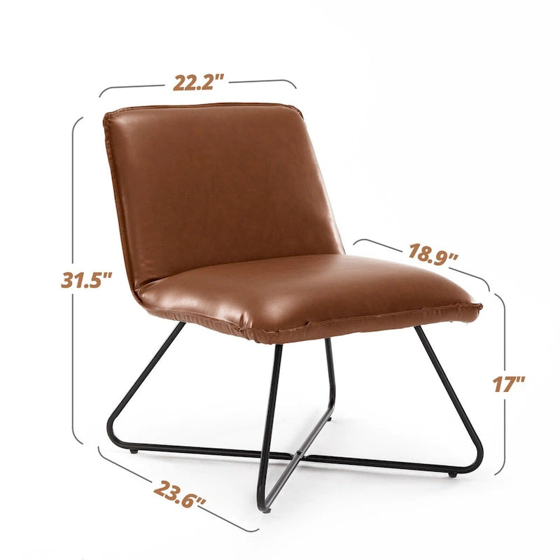 Fauteuil d'appoint en similicuir style Mid-Century Modern