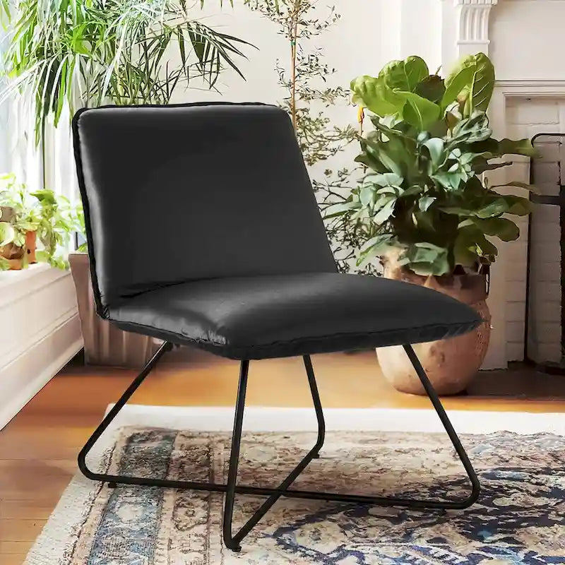 Fauteuil d'appoint en similicuir style Mid-Century Modern