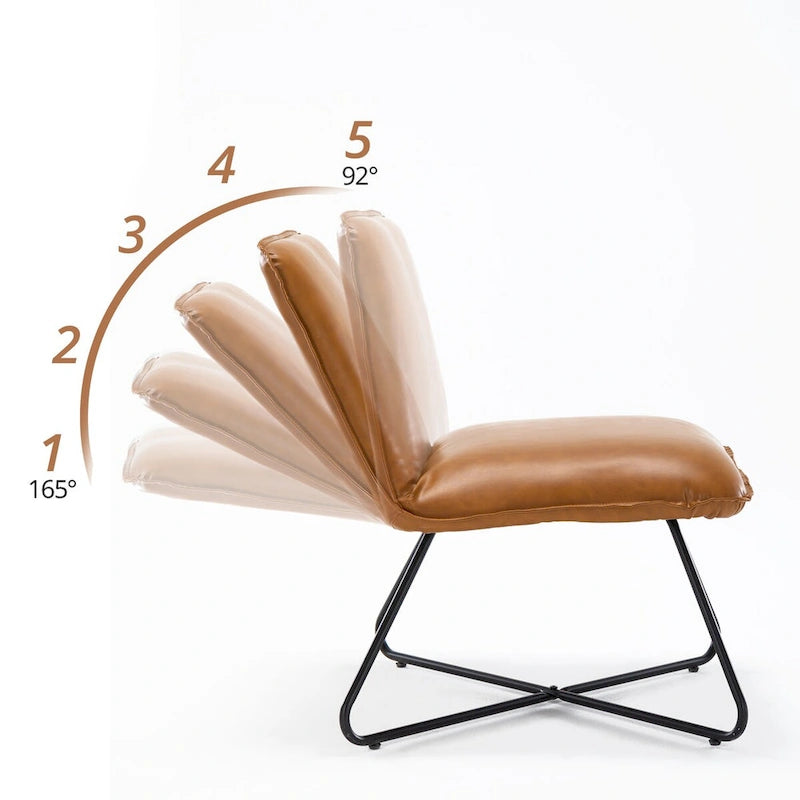 Fauteuil d'appoint en similicuir style Mid-Century Modern