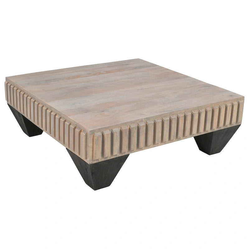 Table basse carrée en bois de manguier