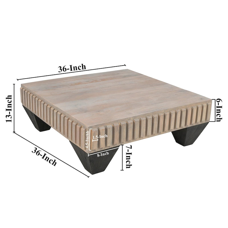 Table basse carrée en bois de manguier