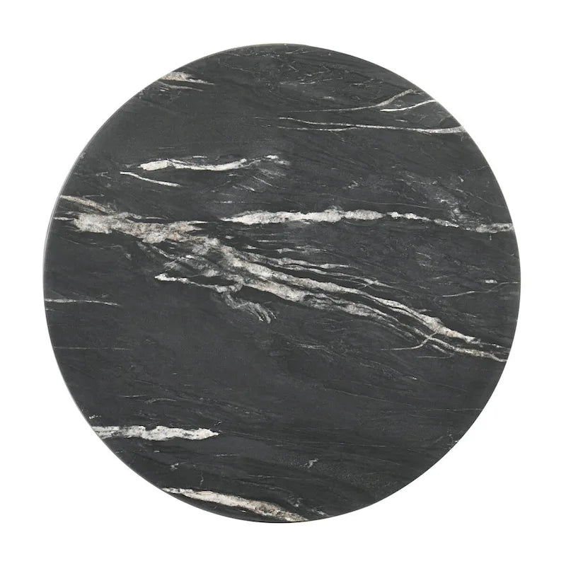 Table d'appoint noire avec plateau effet marbre