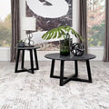 Table d'appoint noire avec plateau effet marbre