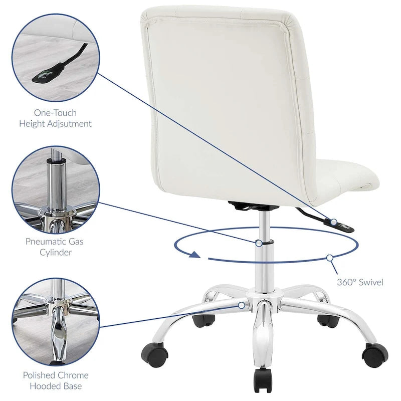 Chaise de bureau sans accoudoirs à dossier mi-hauteur