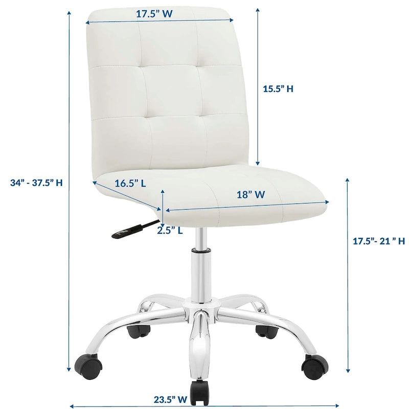 Chaise de bureau sans accoudoirs à dossier mi-hauteur