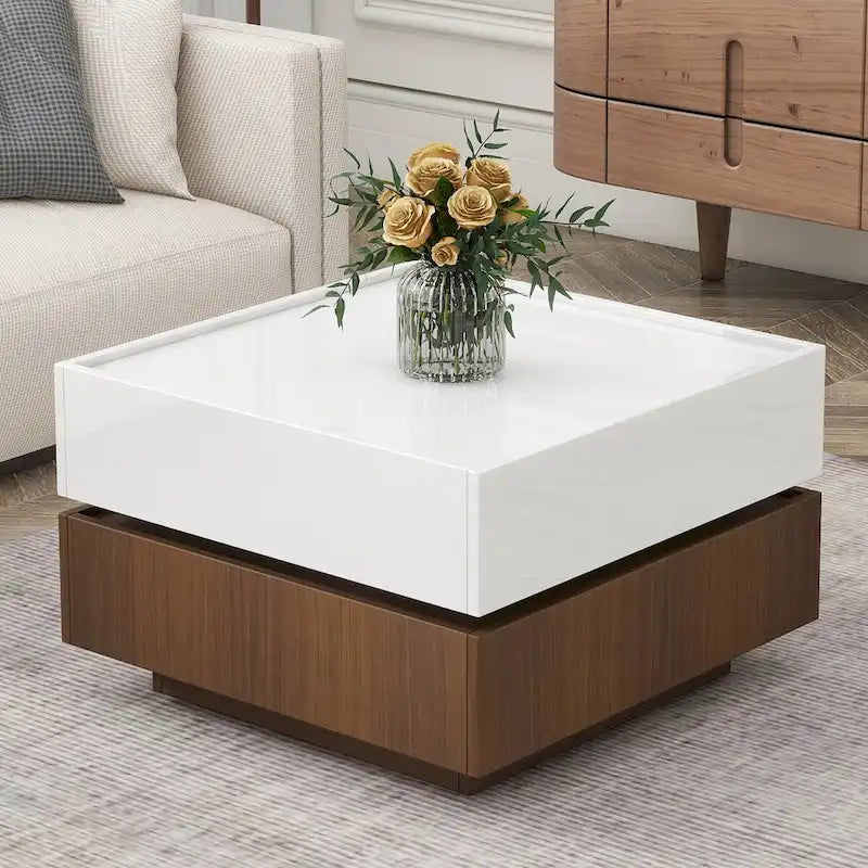 Table basse carrée rotative à 360 degrés