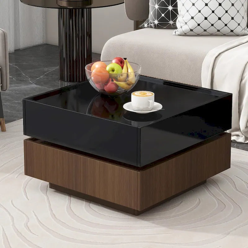 Table basse carrée rotative à 360 degrés