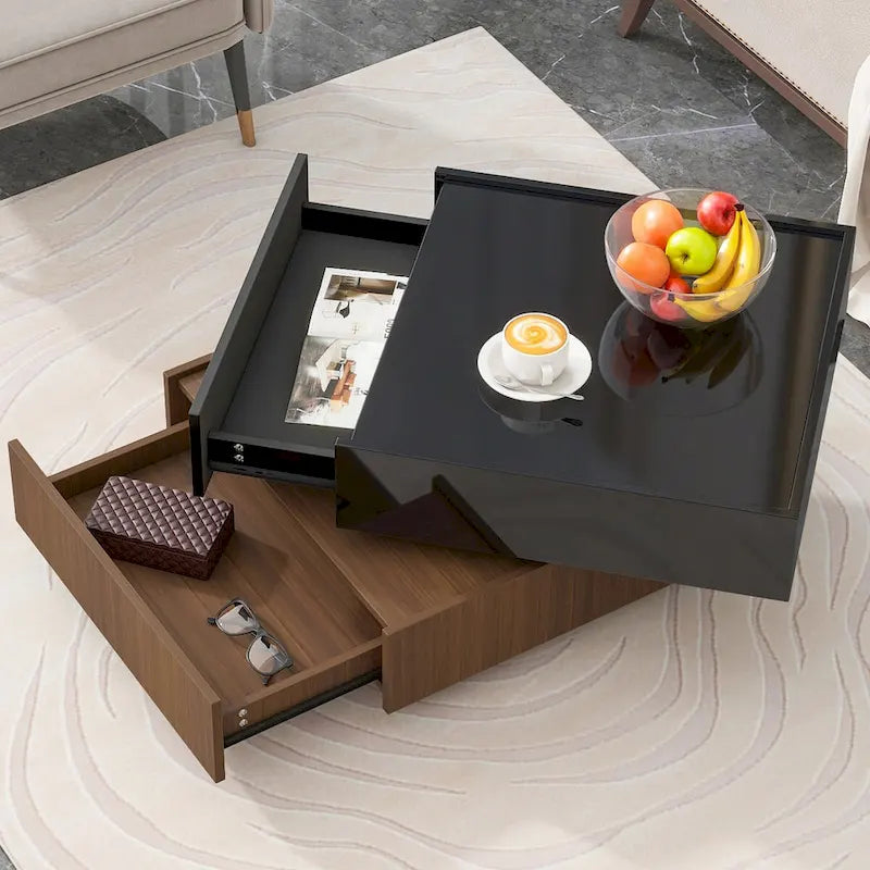 Table basse carrée rotative à 360 degrés