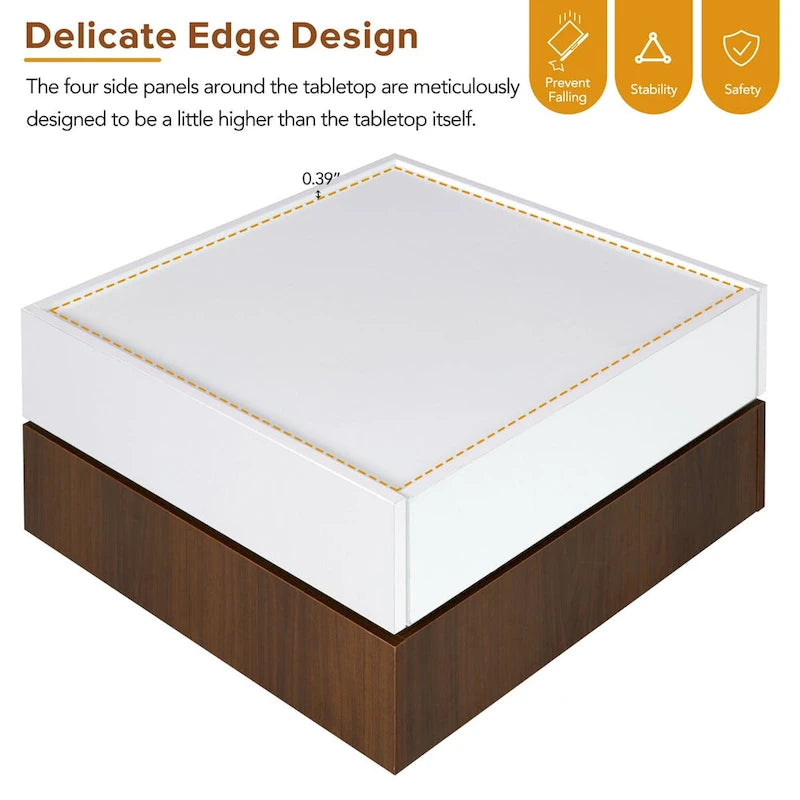 Table basse carrée rotative à 360 degrés