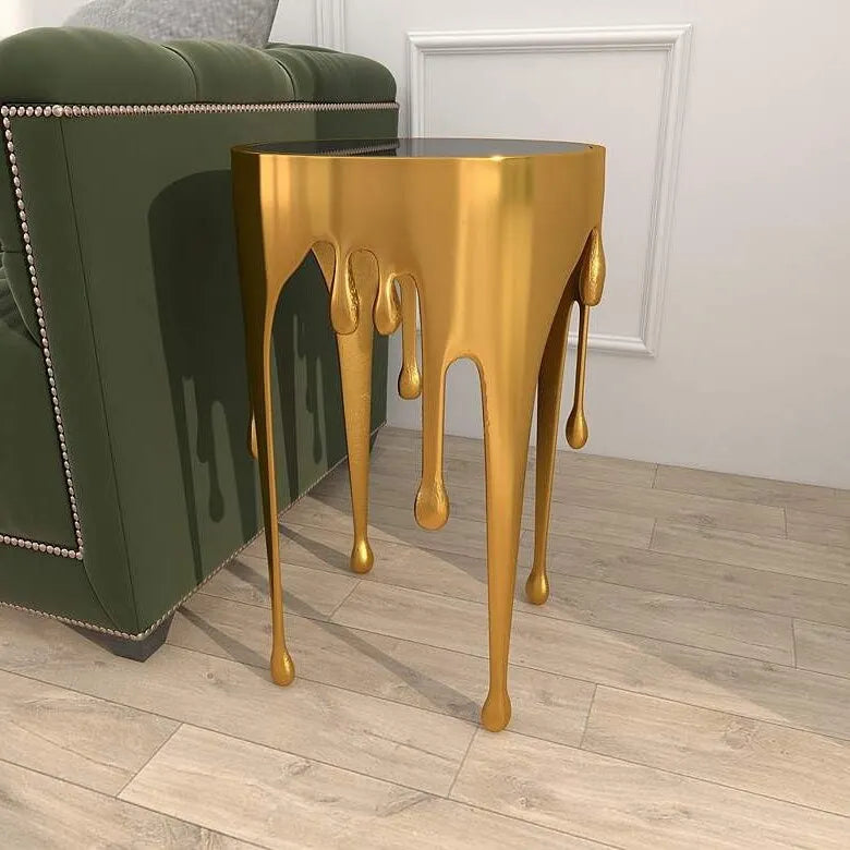 Table d'appoint en métal de style artistique avec effet goutte à goutte