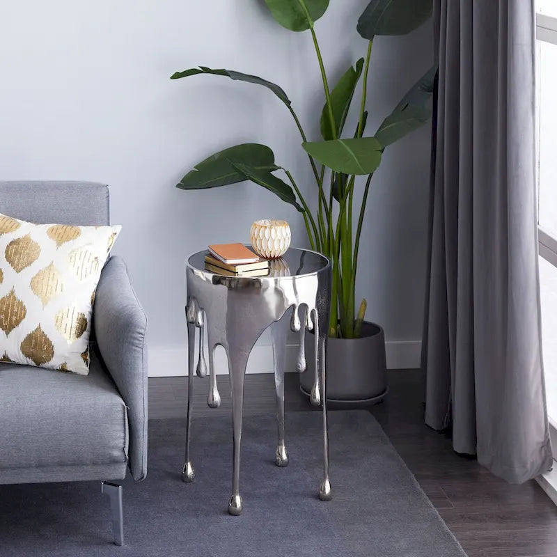 Table d'appoint en métal de style artistique avec effet goutte à goutte