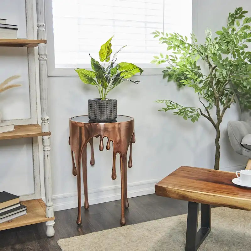 Table d'appoint en métal de style artistique avec effet goutte à goutte