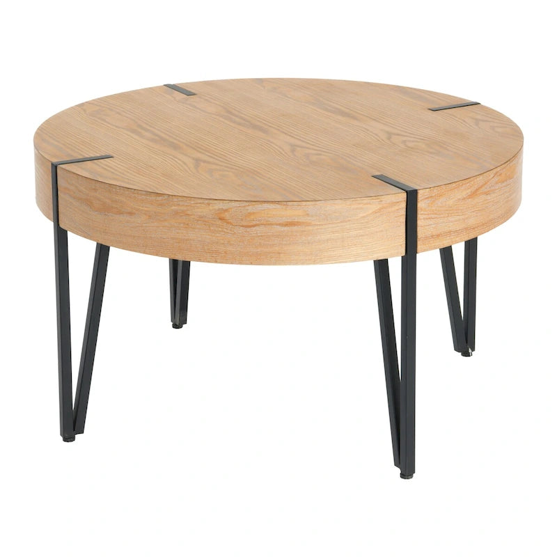 Table basse ronde en bois recyclé