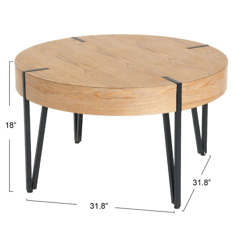 Table basse ronde en bois recyclé