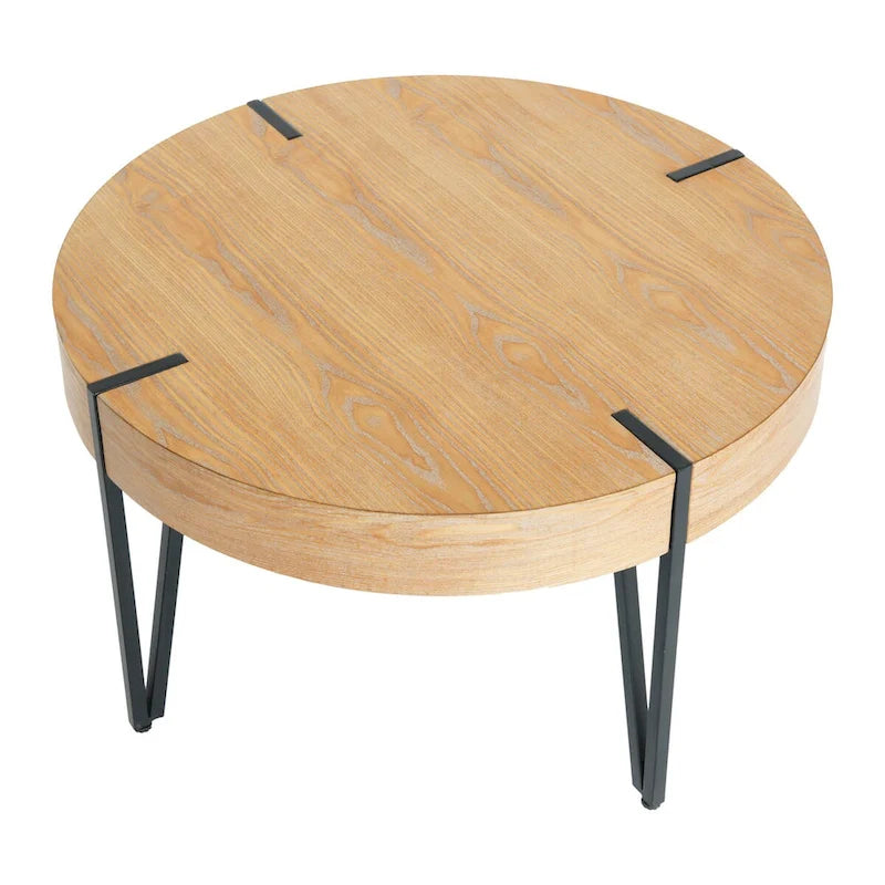 Table basse ronde en bois recyclé
