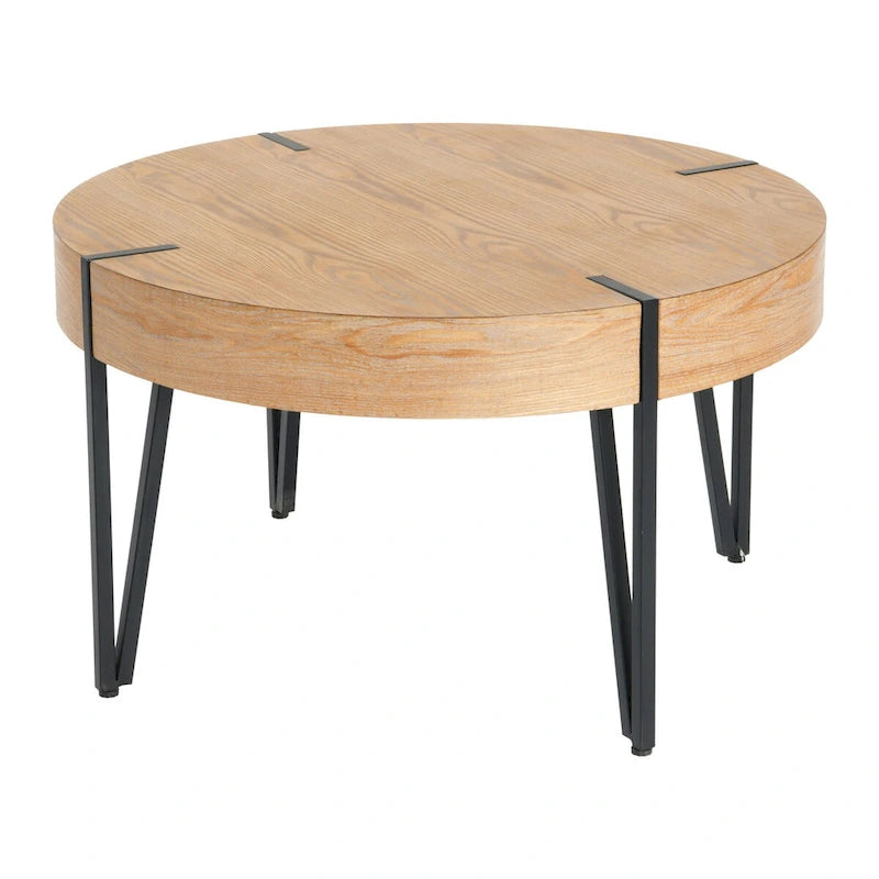 Table basse ronde en bois recyclé