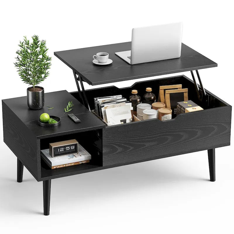 Table basse en bois avec plateau relevable