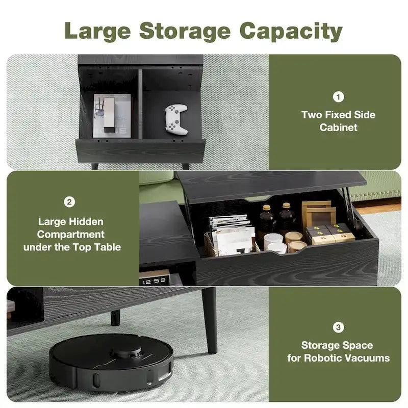 Table basse en bois avec plateau relevable