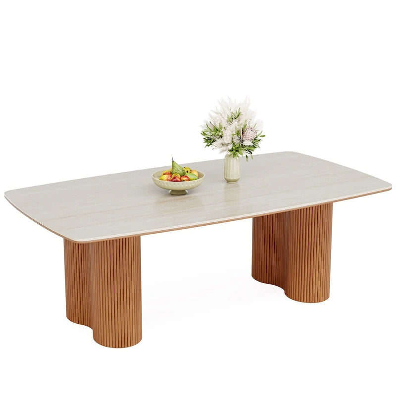 Table à manger de cuisine rectangulaire de luxe en pierre frittée