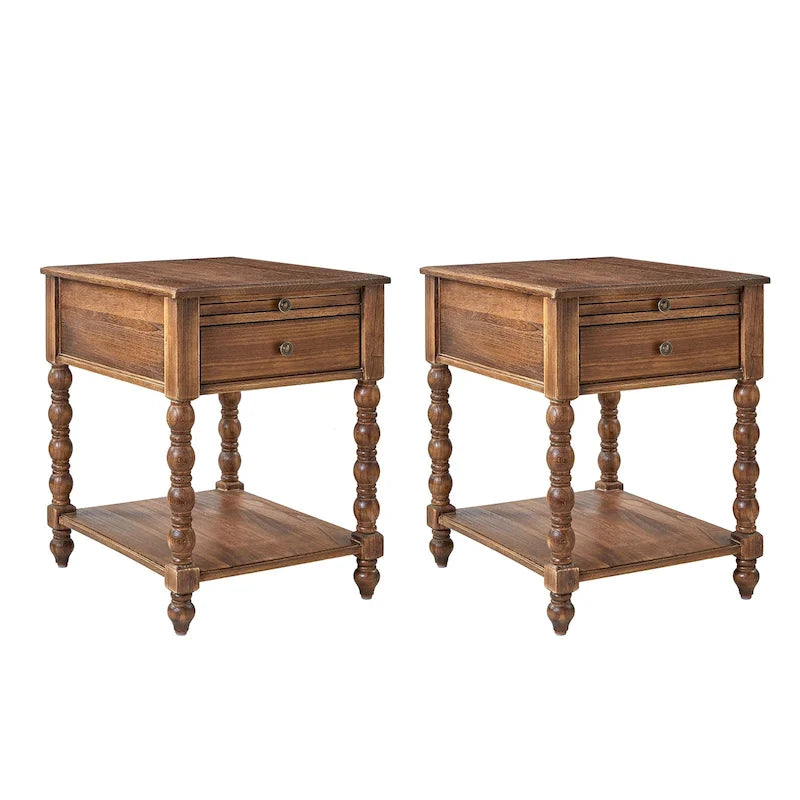 Table d'appoint en bois massif de style traditionnel