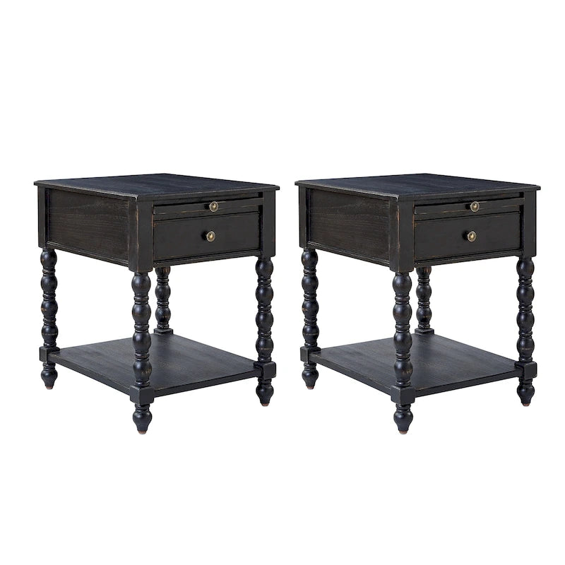 Table d'appoint en bois massif de style traditionnel