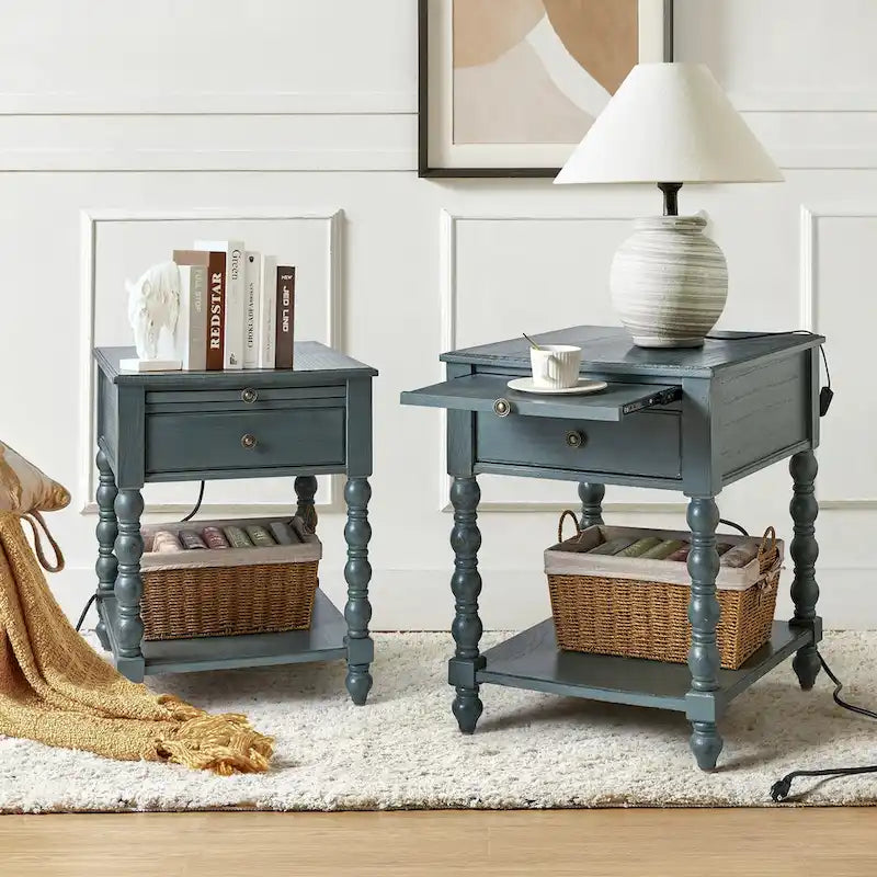 Table d'appoint en bois massif de style traditionnel