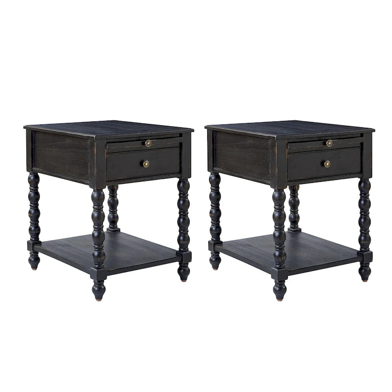 Table d'appoint en bois massif de style traditionnel