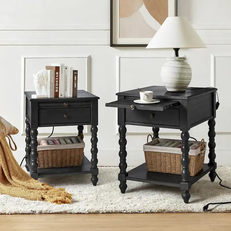 Table d'appoint en bois massif de style traditionnel