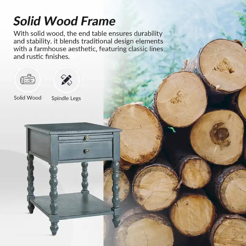 Table d'appoint en bois massif de style traditionnel