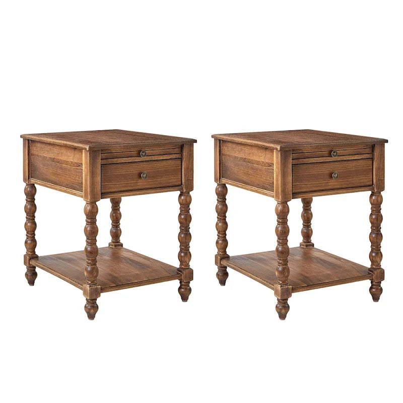 Table d'appoint en bois massif de style traditionnel