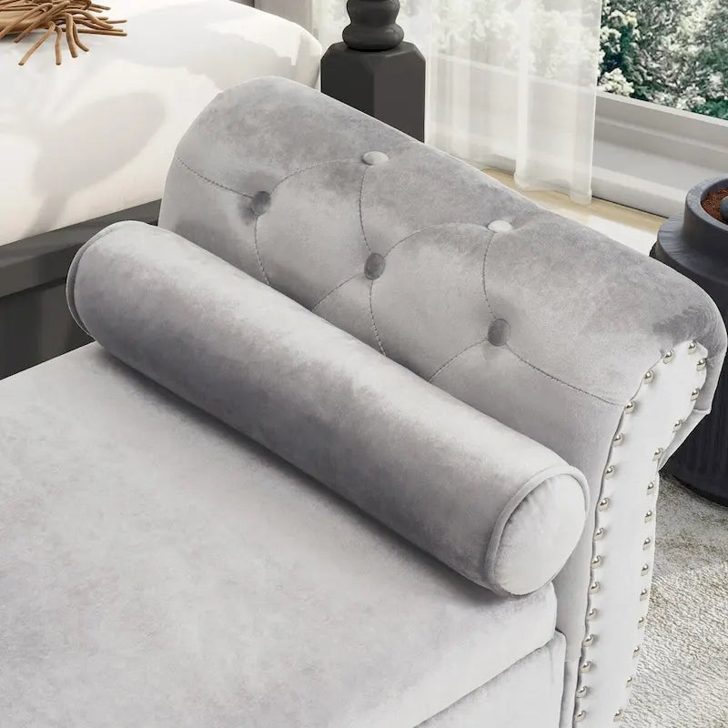 Banc de rangement rectangulaire en velours