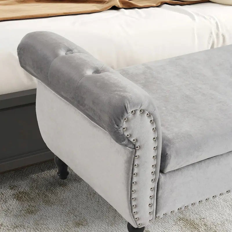 Banc de rangement rectangulaire en velours