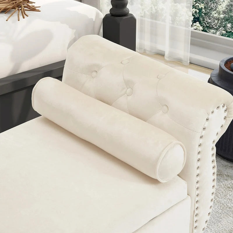 Banc de rangement rectangulaire en velours