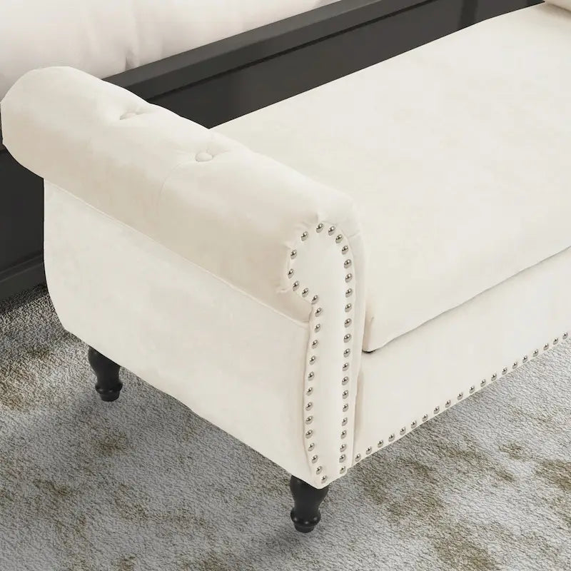 Banc de rangement rectangulaire en velours