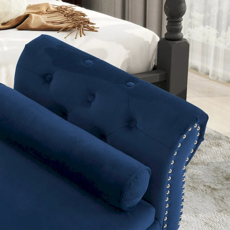 Banc de rangement rectangulaire en velours