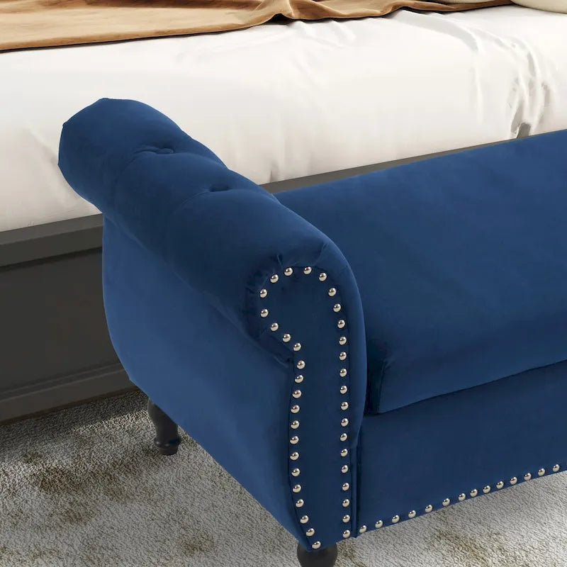 Banc de rangement rectangulaire en velours