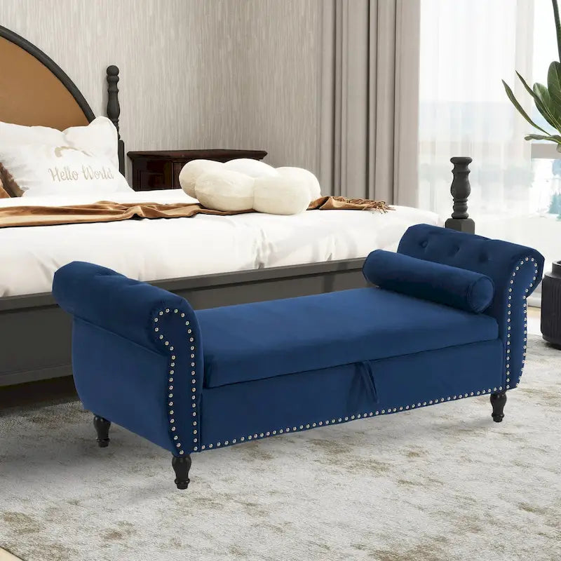 Banc de rangement rectangulaire en velours