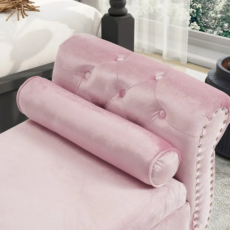 Banc de rangement rectangulaire en velours